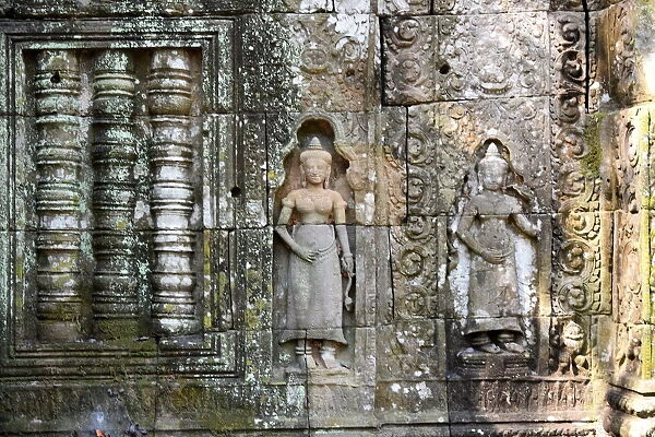Wall engraving at Ta Nei temple Angkor Cambodia