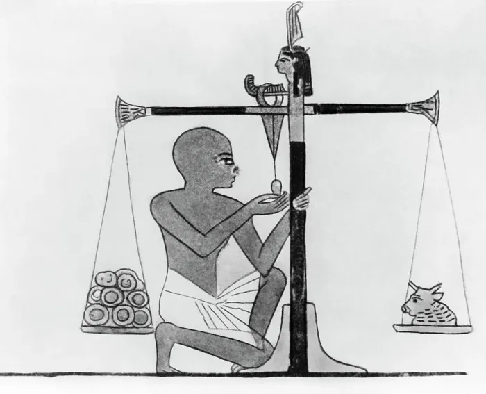 Framed Print : Wall Painting Of Egyptian W / Scales Framed Print : Wall Painting Of Egyptian W / Scales