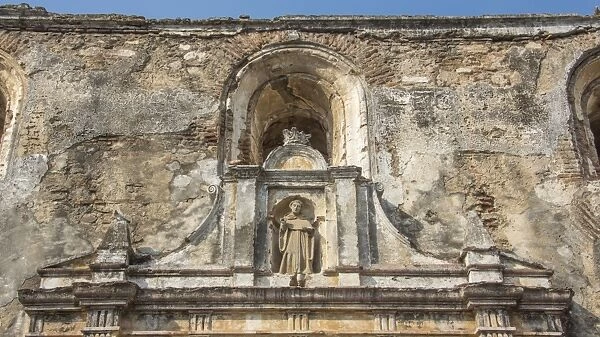 Side wall of ruins of Convento de San Agustin (San Agustin Church) in Antigua Guatemala