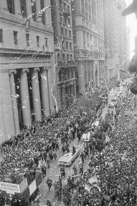 Framed Print : Wall Street Celebrating Astronauts Framed Print : Wall Street Celebrating Astronauts