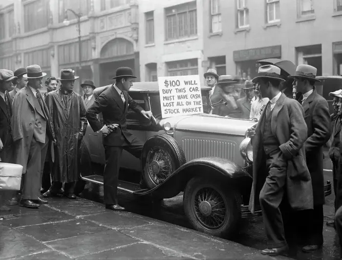 Framed Print : Wall Street Investor Tries to Sell Automobile Framed Print : Wall Street Investor Tries to Sell Automobile