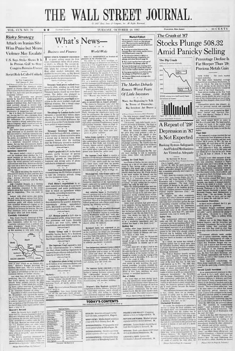 Framed Print : Wall Street Journal Headlines on Stock Market Crash Framed Print : Wall Street Journal Headlines on Stock Market Crash