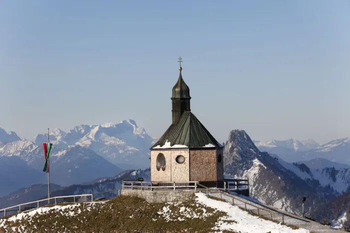 Framed Print : Wallbergkirche, Heilig Kreuz church on Mt Wallberg, Mountains Zugspitze, Rossstein and Buchstein, Upper Bavaria, Bavaria, Germany, Europe, PublicGround Framed Print : Wallbergkirche, Heilig Kreuz church on Mt Wallberg, Mountains Zugspitze, Rossstein and Buchstein, Upper Bavaria, Bavaria, Germany, Europe, PublicGround