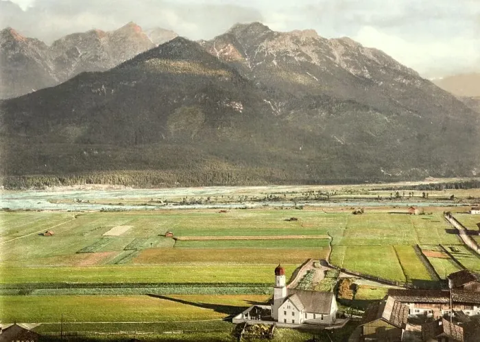 Framed Print : Wallgau with the Schottlkarspitze, Bavaria, c. 1890, Germany, Historic, digitally restored reproduction from a 19th century original Framed Print : Wallgau with the Schottlkarspitze, Bavaria, c. 1890, Germany, Historic, digitally restored reproduction from a 19th century original