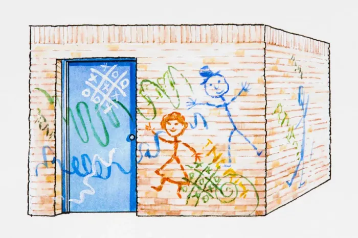 Framed Print : Walls covered in graffiti