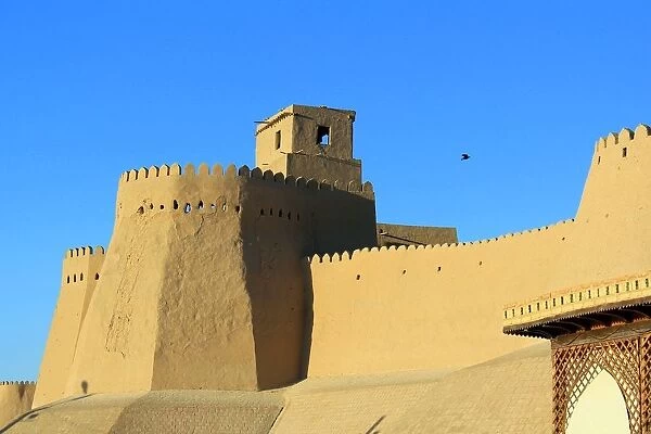 The walls and fortified walltowers of Khiva, Uzbekistan