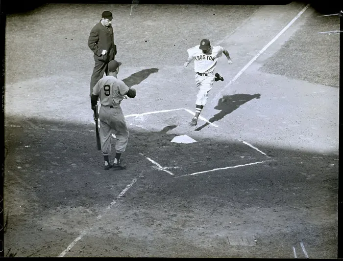 Framed Print : Wally Moses Crosses Homeplate, T. Williams Framed Print : Wally Moses Crosses Homeplate, T. Williams