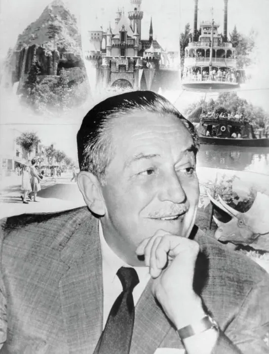 Framed Print : Walt Disney with Disneyland Scenes Framed Print : Walt Disney with Disneyland Scenes