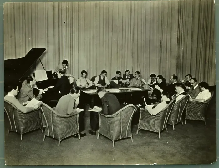 Framed Print : Walt Disney With Scriptwriters in Conference Framed Print : Walt Disney With Scriptwriters in Conference
