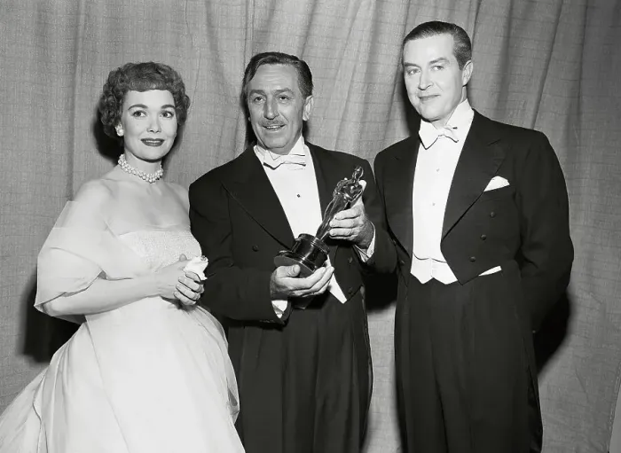 Framed Print : Walt Disney Stands with Oscar Beside Presenters Framed Print : Walt Disney Stands with Oscar Beside Presenters