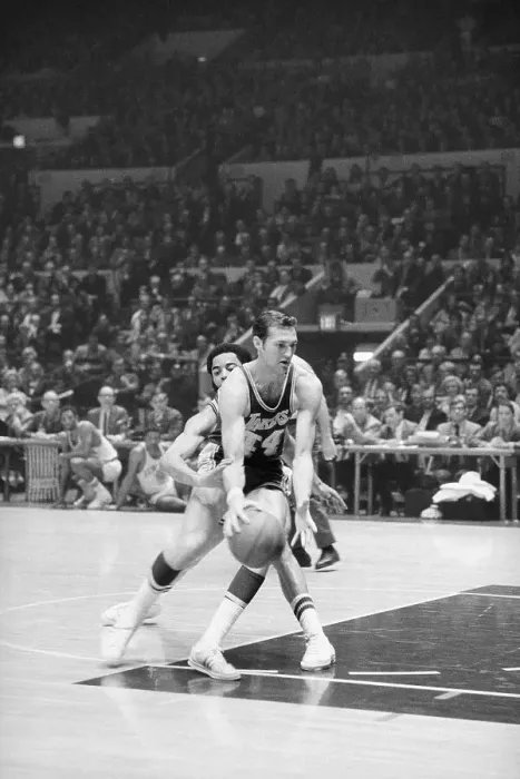 Framed Print : Walt Frazier Guarding Jerry West During Basketball Game Framed Print : Walt Frazier Guarding Jerry West During Basketball Game