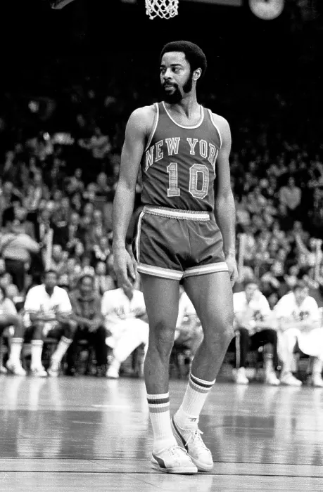 Framed Print : Walt Frazier of the New York Knicks of the Chicago Bulls in the 1974-1975 season at the Chicago Stadium in Chicago, Il