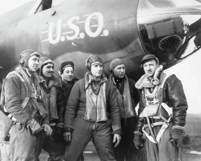 Framed Print : Walter Cronkite With Bomber Group Framed Print : Walter Cronkite With Bomber Group