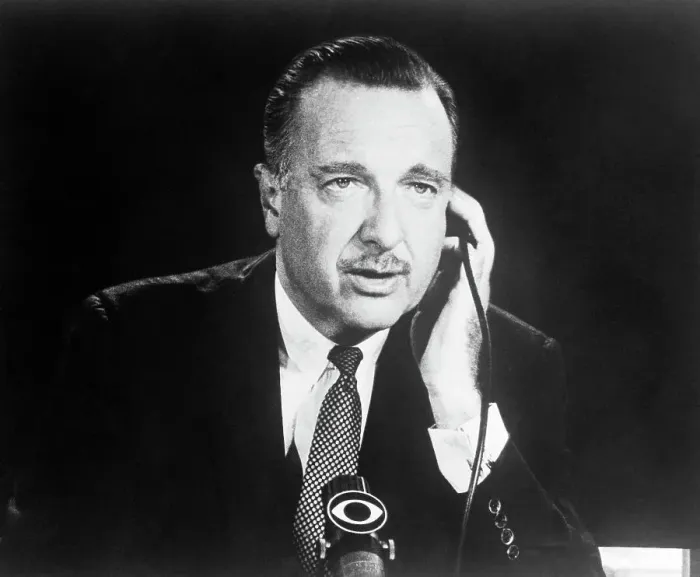 Framed Print : Walter Cronkite Broadcasting Framed Print : Walter Cronkite Broadcasting
