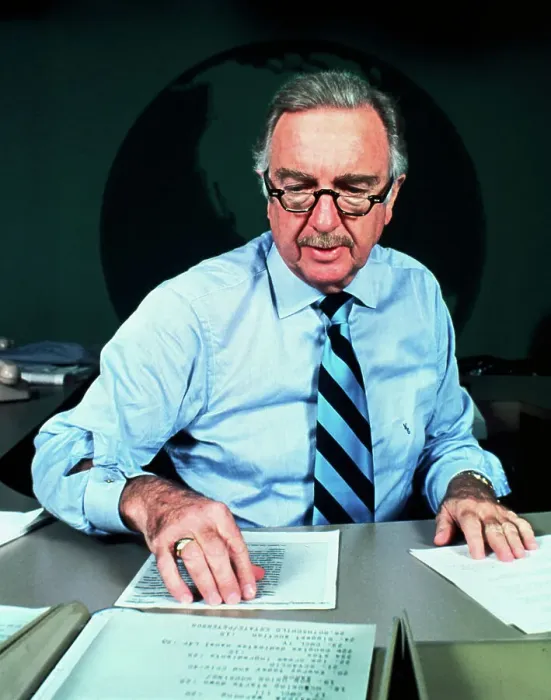 Framed Print : Walter Cronkite Looking over News Report Framed Print : Walter Cronkite Looking over News Report
