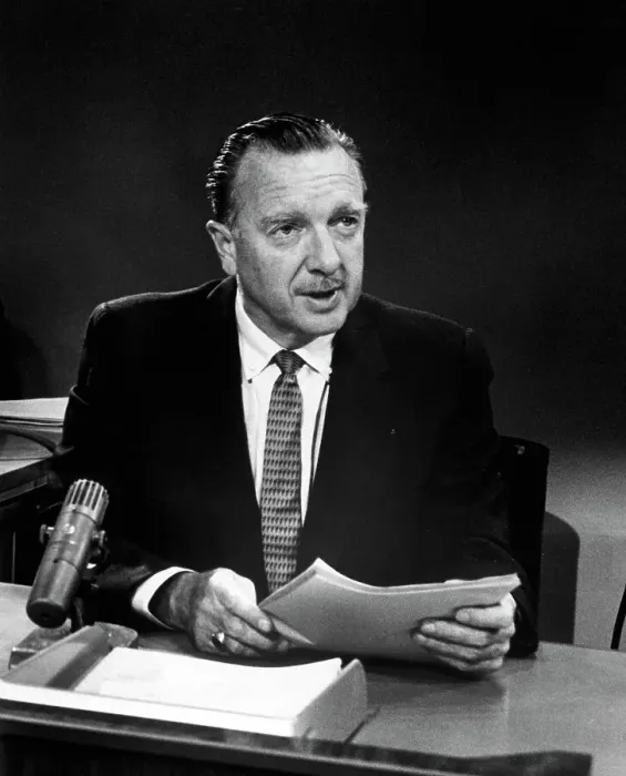 Framed Print : Walter Cronkite Seated At Desk Framed Print : Walter Cronkite Seated At Desk