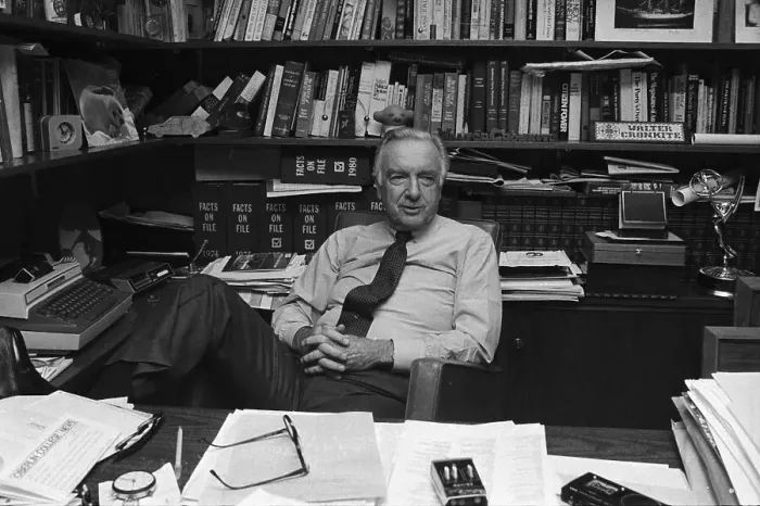 Framed Print : Walter Cronkite Sitting at Desk Framed Print : Walter Cronkite Sitting at Desk
