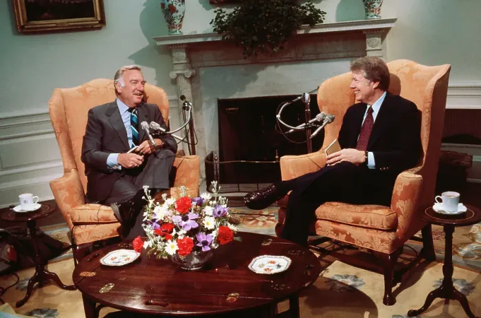 Framed Print : Walter Cronkite Sitting with Jimmy Carter Framed Print : Walter Cronkite Sitting with Jimmy Carter