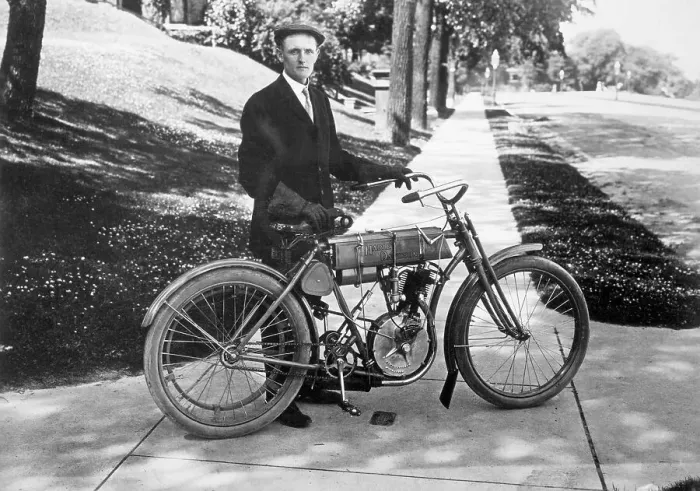 Framed Print : Walter Davidson Poses With His Bike Framed Print : Walter Davidson Poses With His Bike