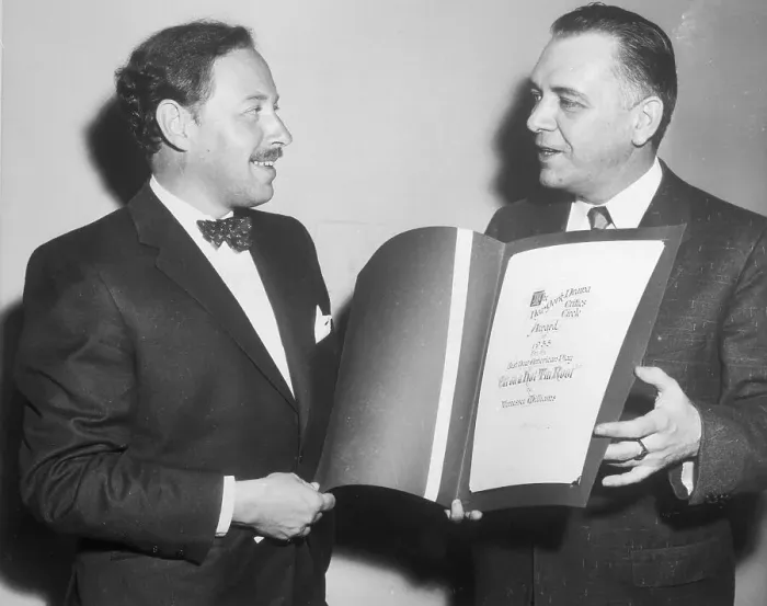 Framed Print : Walter F. Kerr Presenting Tennessee William an Award Framed Print : Walter F. Kerr Presenting Tennessee William an Award