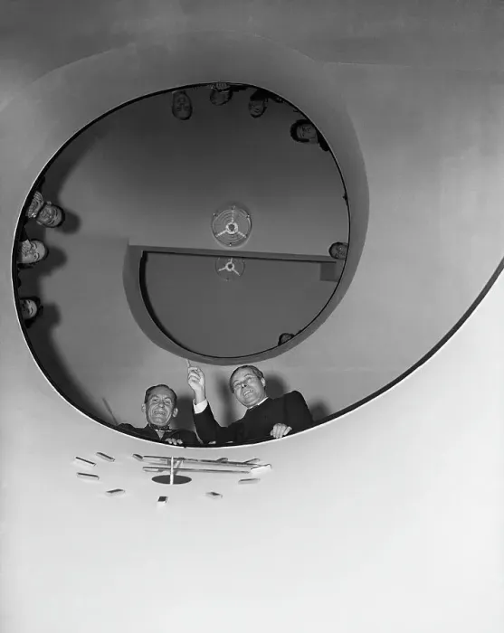 Framed Print : Walter Gropius and Moholy-Nagy on Circular Stairs