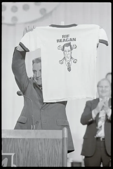 Framed Print : Walter Mondale Holding T-Shirt Framed Print : Walter Mondale Holding T-Shirt