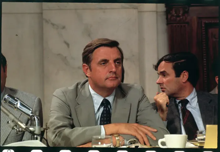 Framed Print : Walter Mondale at Microphones Framed Print : Walter Mondale at Microphones