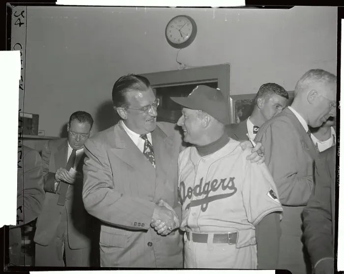 Framed Print : Walter O'Malley and Chuck Dressen Shaking Hands Framed Print : Walter O'Malley and Chuck Dressen Shaking Hands