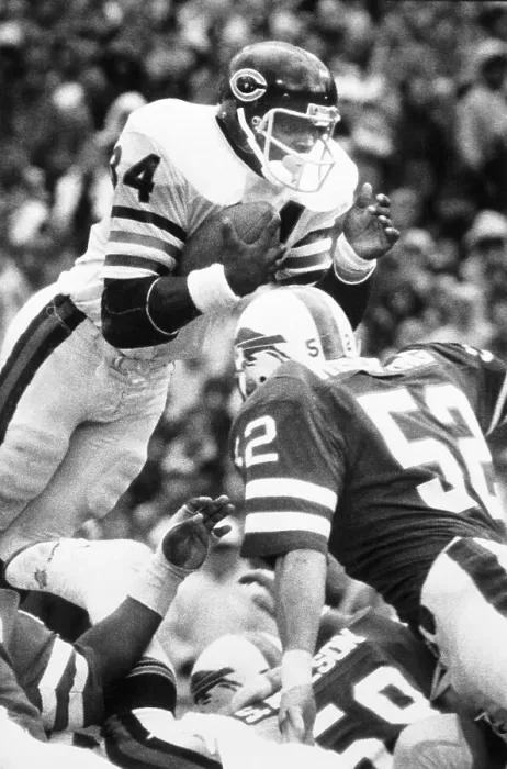Framed Print : Walter Payton Leaps Over Buffalo Bills Defense Framed Print : Walter Payton Leaps Over Buffalo Bills Defense