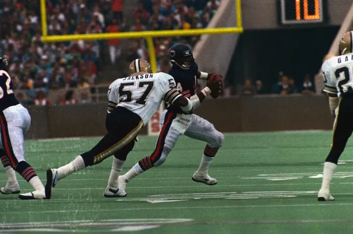 Framed Print : Walter Payton Running Past Opponent Framed Print : Walter Payton Running Past Opponent
