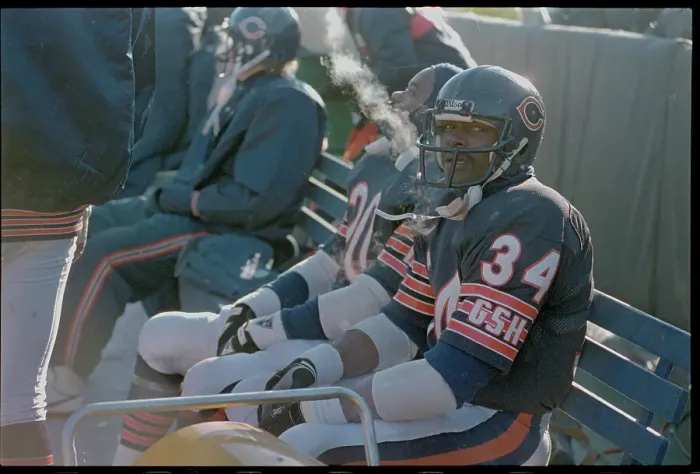 Framed Print : Walter Payton Sitting on Sidelines Framed Print : Walter Payton Sitting on Sidelines