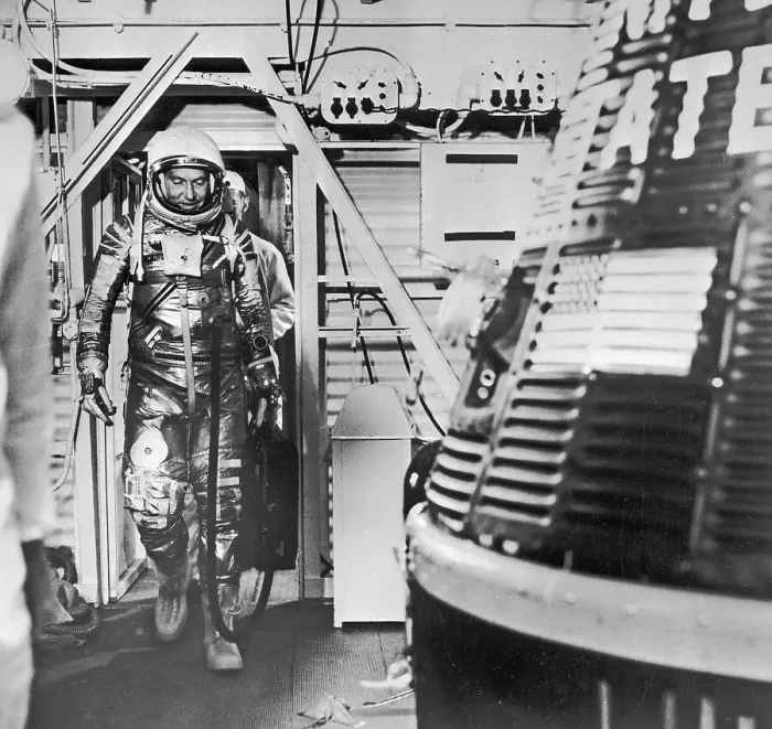 Framed Print : Walter Schirra In Spacesuit Walks Framed Print : Walter Schirra In Spacesuit Walks