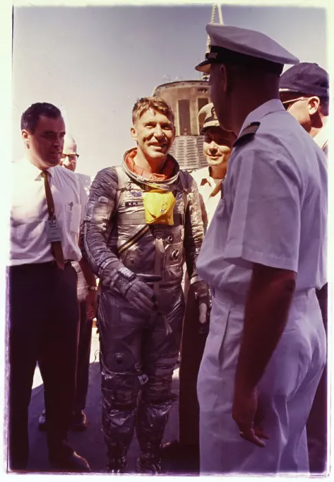Framed Print : Walter Schirra Speaking to an Officer Framed Print : Walter Schirra Speaking to an Officer