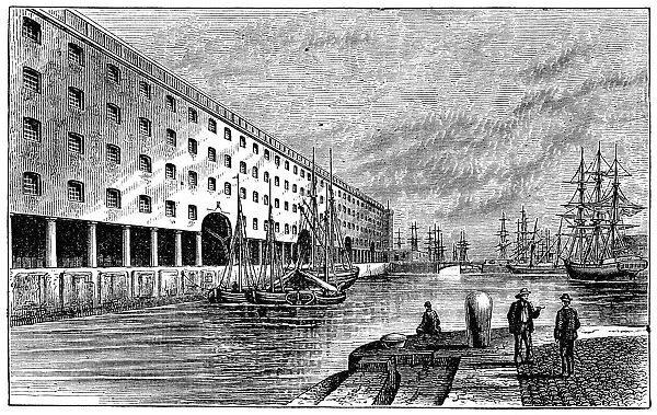 Wapping Dock in Liverpool, England - 19th Century