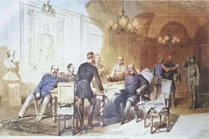 Framed Print : War cabinet in the prefecture building at Versailles, illustrated war history, German, French war 1870-1871, Germany, France Framed Print : War cabinet in the prefecture building at Versailles, illustrated war history, German, French war 1870-1871, Germany, France