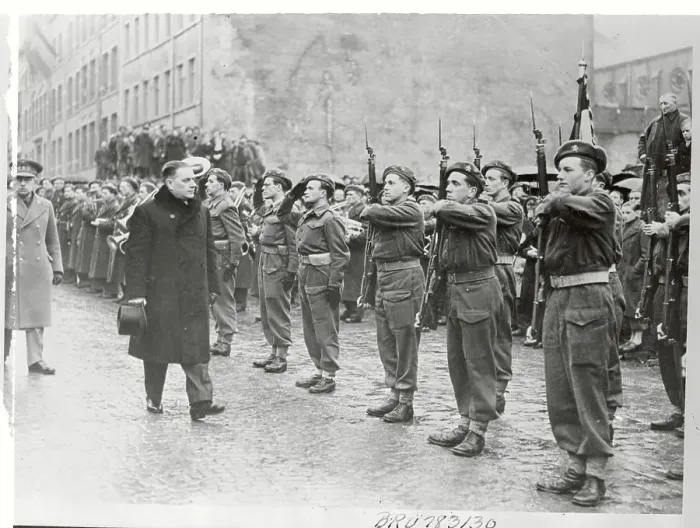 Framed Print : War Minister M. Mundeleer Reviewing Troops Framed Print : War Minister M. Mundeleer Reviewing Troops