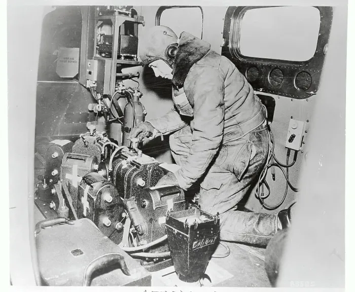 Framed Print : War Photographer in Plane with Equipment