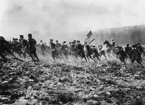 War Ready. March 1917: American troops preparing for WW I on a mock battlefield