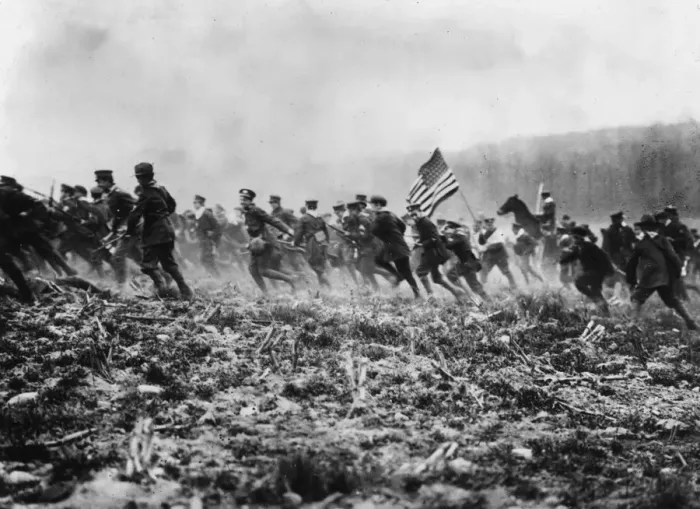 Framed Print : War Ready. March 1917: American troops preparing for WW I on a mock battlefield Framed Print : War Ready. March 1917: American troops preparing for WW I on a mock battlefield