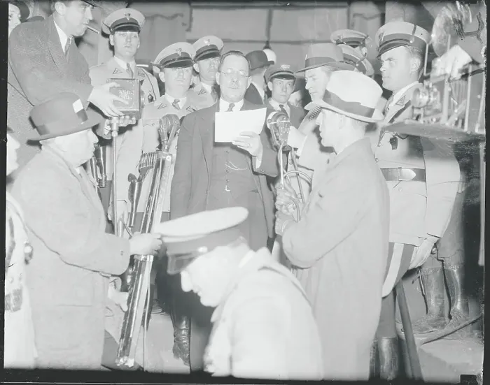 Framed Print : Warden for Bruno R. Hauptmann with Reporters Framed Print : Warden for Bruno R. Hauptmann with Reporters