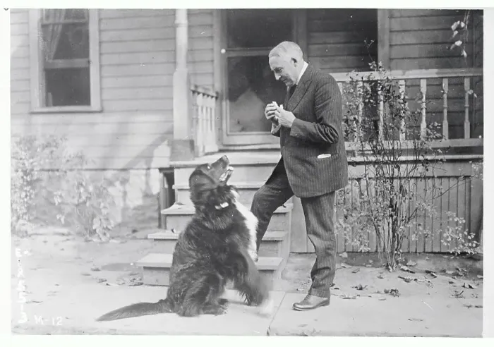 Framed Print : Warren G. Harding at Home with Dog Framed Print : Warren G. Harding at Home with Dog