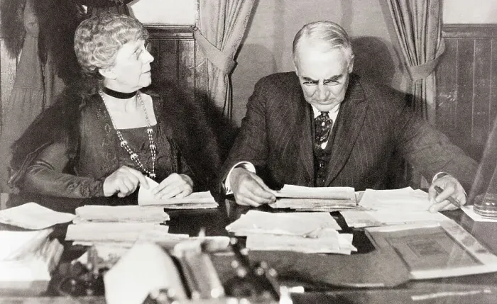 Framed Print : Warren G. Harding Reviewing Election Reports Framed Print : Warren G. Harding Reviewing Election Reports