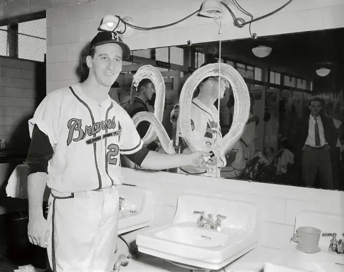 Framed Print : Warren Spahn Writing #20 on a Mirror Framed Print : Warren Spahn Writing #20 on a Mirror