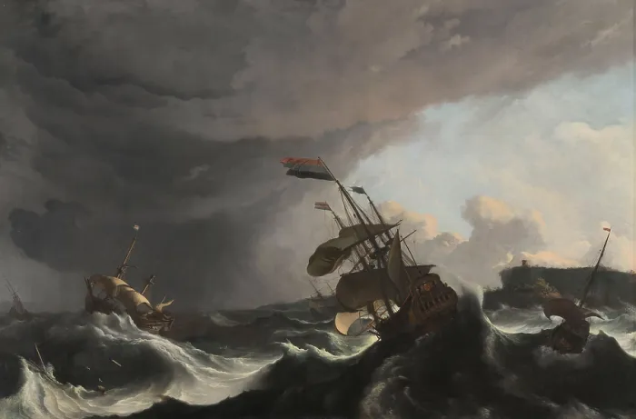 Framed Print : Warships In A Heavy Storm