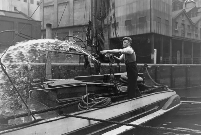 Framed Print : Washing Down The Decks Framed Print : Washing Down The Decks