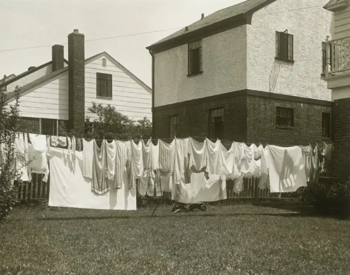 Framed Print : Washing line outside houses Framed Print : Washing line outside houses