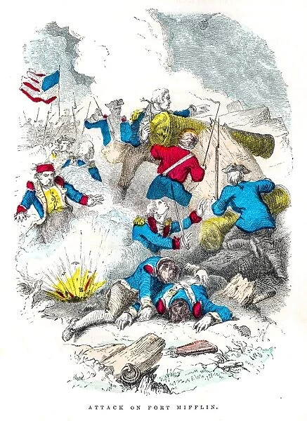 Washington attack on Ft Mifflin engraving 1859