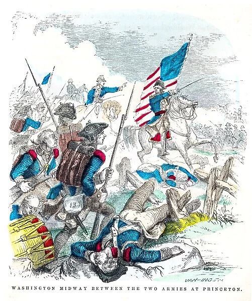 Washington battle of Princenton engraving 1859