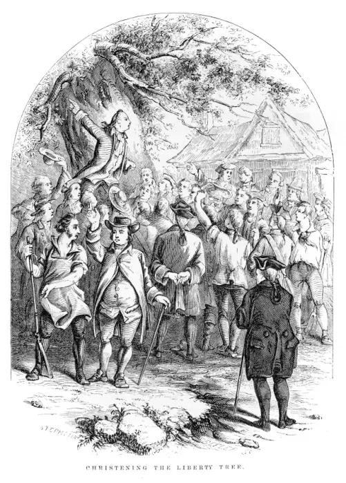 Framed Print : Washington christening the liberty tree engraving 1859