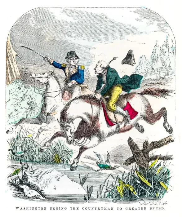 Framed Print : Washington and the countryman engraving 1859 Framed Print : Washington and the countryman engraving 1859